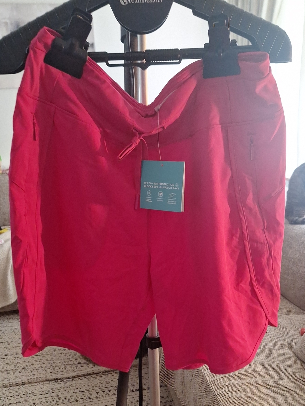 Women’s Pink Athletic Shorts with Drawstring and Pocket Detailing